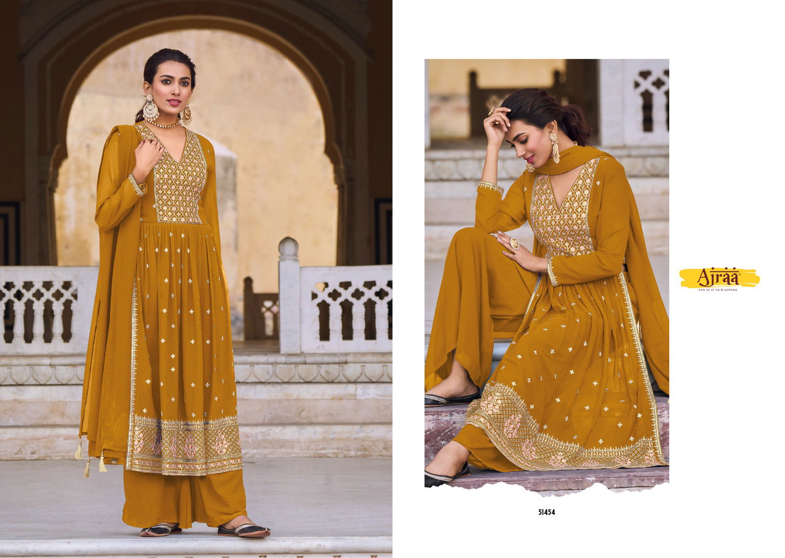 HIVA V 3 Ajraa Wedding Wear Wholesale Georgette Suits